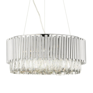 Astoria 13 Light Crystal Pendant with Polished Chrome Bars