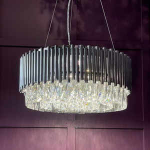 Astoria 13 Light Crystal Pendant with Polished Chrome Bars