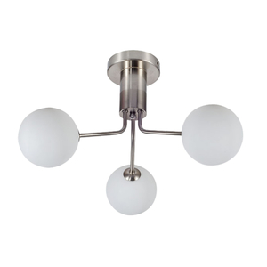 Lando 3 Light Semi Flush Satin Chrome with Opal Ball