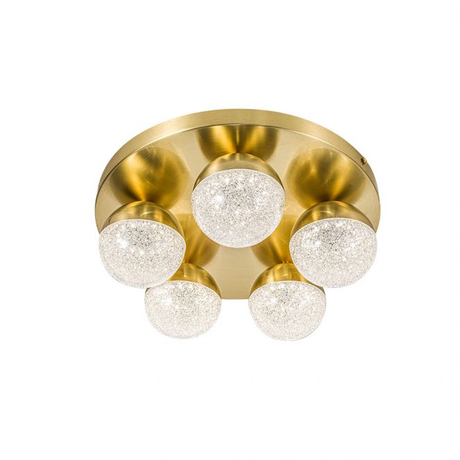 Dew 5 Light Satin Brass Bathroom Light